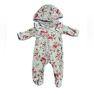 Nicole Miller Baby Girl Floral Footie Onesie Size 0-3 Months
